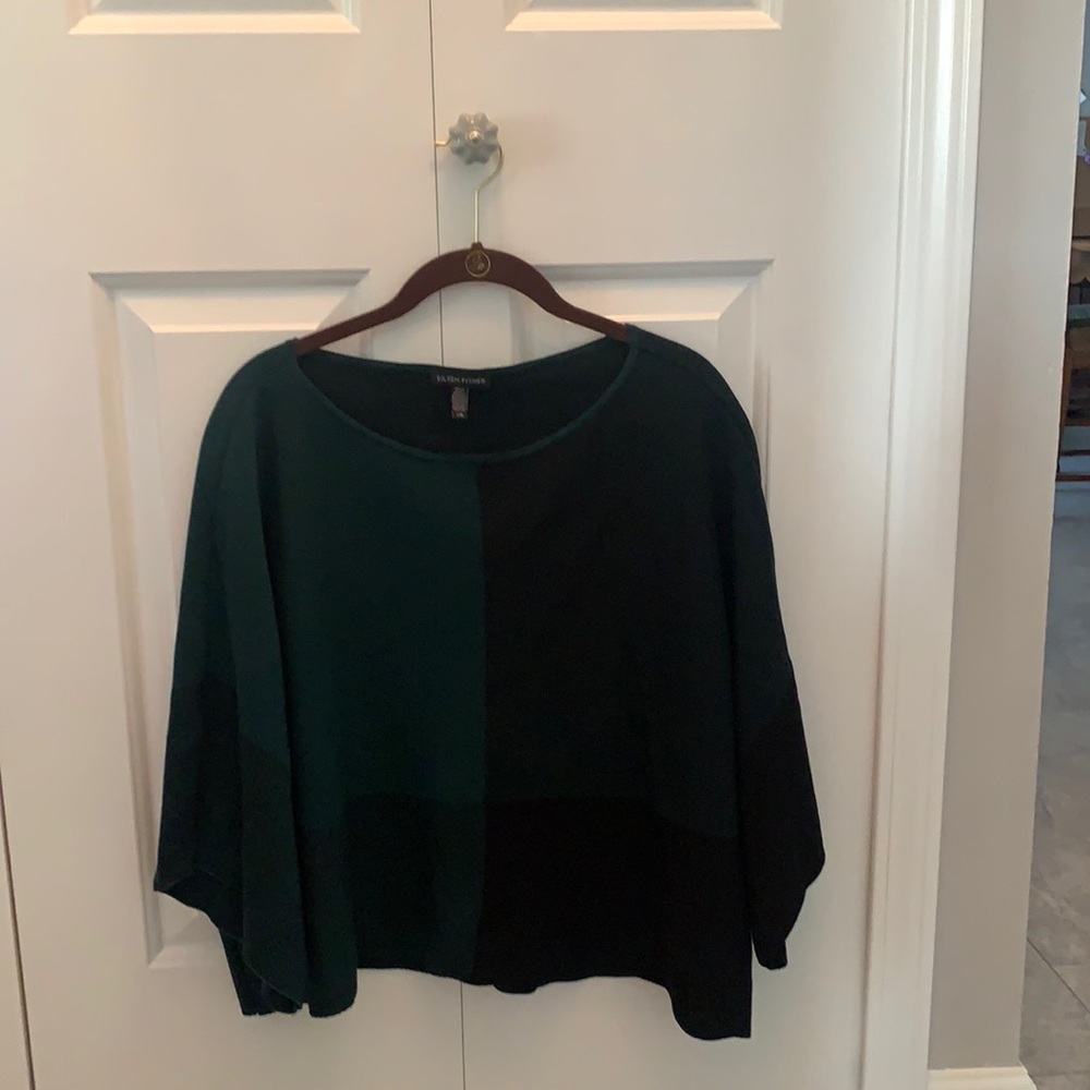 Eileen Fisher black and green sweater